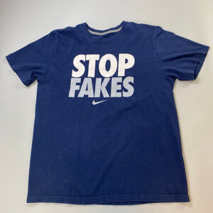 Nike STOP FAKES TShirt Mens Large Honduras 2010s Sport Spellout Classic Flaw